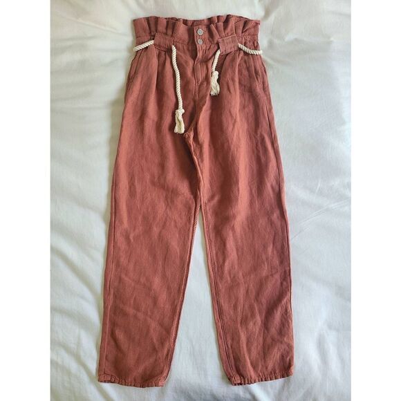 Veronica Beard Karter Pleated Crop Pants Women's Sz 4 Brown Drawstring Closure - Picture 3 of 7